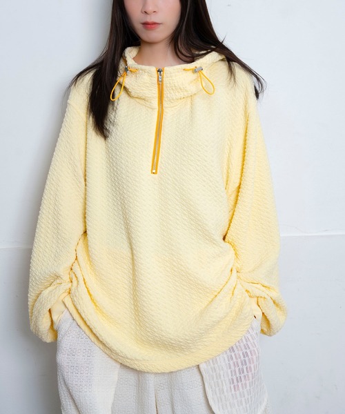 Nora Lily（ノラリリー）の「【Nora Lily】Half-ZIP Hoodie(UNISEX)（パーカー・メンズ・ブラック/ラベンダー/ライトイエロー/ブルー・FREE）」の4枚目の写真