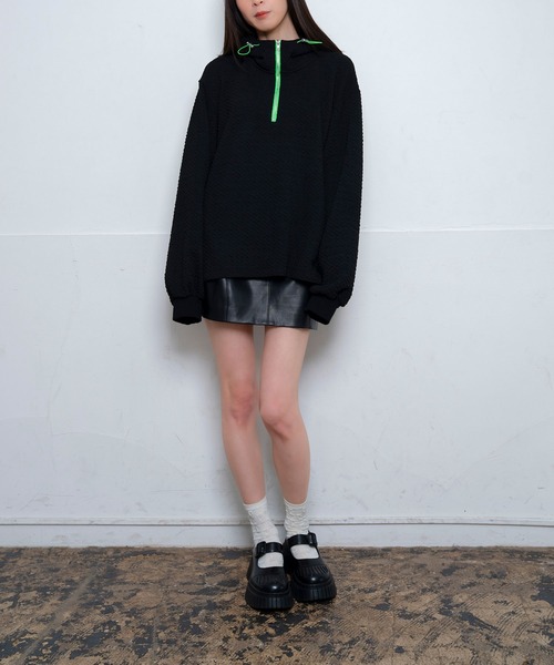 Nora Lily（ノラリリー）の「【Nora Lily】Half-ZIP Hoodie(UNISEX)（パーカー・メンズ・ブラック/ラベンダー/ライトイエロー/ブルー・FREE）」の22枚目の写真