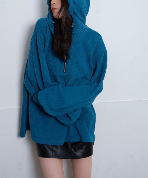 Nora Lily（ノラリリー）の「【Nora Lily】Half-ZIP Hoodie(UNISEX)（パーカー・メンズ・ブラック/ラベンダー/ライトイエロー/ブルー・FREE）」の18枚目の写真