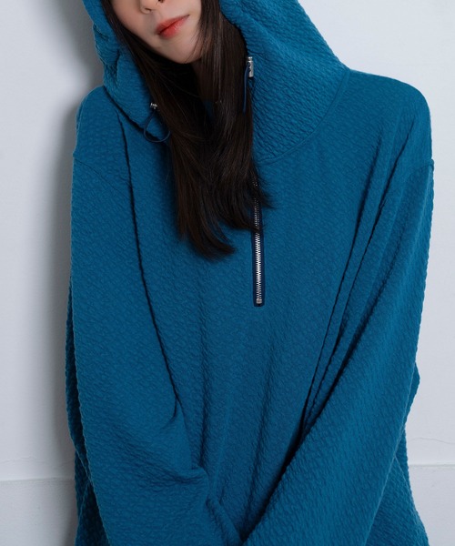 Nora Lily（ノラリリー）の「【Nora Lily】Half-ZIP Hoodie(UNISEX)（パーカー・メンズ・ブラック/ラベンダー/ライトイエロー/ブルー・FREE）」の17枚目の写真