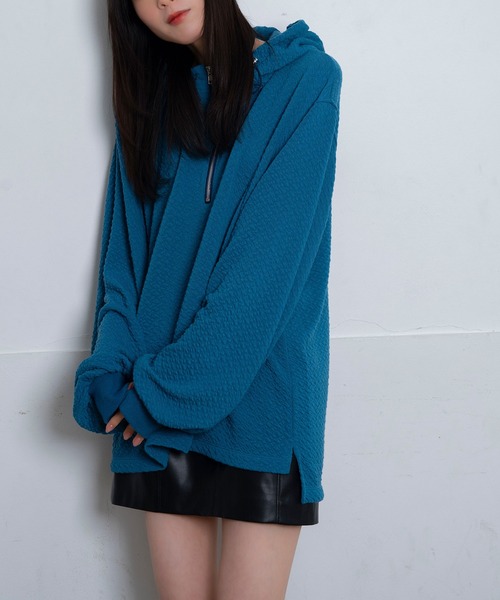 Nora Lily（ノラリリー）の「【Nora Lily】Half-ZIP Hoodie(UNISEX)（パーカー・メンズ・ブラック/ラベンダー/ライトイエロー/ブルー・FREE）」の16枚目の写真