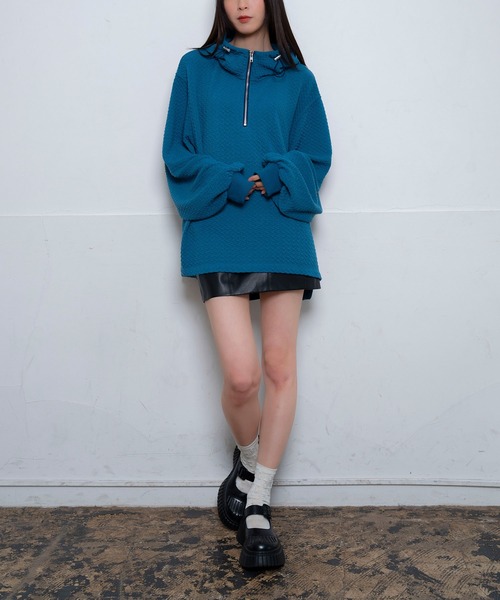 Nora Lily（ノラリリー）の「【Nora Lily】Half-ZIP Hoodie(UNISEX)（パーカー・メンズ・ブラック/ラベンダー/ライトイエロー/ブルー・FREE）」の15枚目の写真