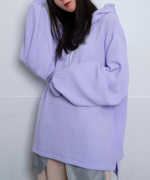 Nora Lily（ノラリリー）の「【Nora Lily】Half-ZIP Hoodie(UNISEX)（パーカー・メンズ・ブラック/ラベンダー/ライトイエロー/ブルー・FREE）」の8枚目の写真