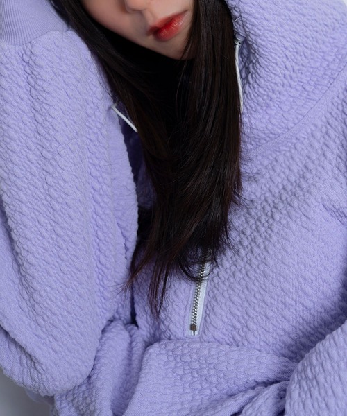 Nora Lily（ノラリリー）の「【Nora Lily】Half-ZIP Hoodie(UNISEX)（パーカー・メンズ・ブラック/ラベンダー/ライトイエロー/ブルー・FREE）」の7枚目の写真