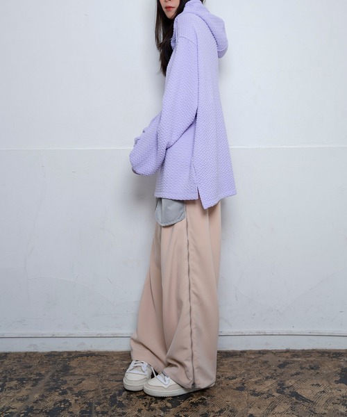 Nora Lily（ノラリリー）の「【Nora Lily】Half-ZIP Hoodie(UNISEX)（パーカー・メンズ・ブラック/ラベンダー/ライトイエロー/ブルー・FREE）」の6枚目の写真