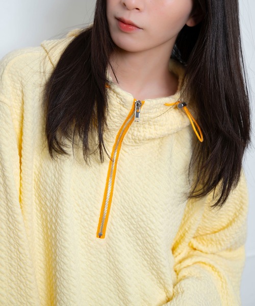 Nora Lily（ノラリリー）の「【Nora Lily】Half-ZIP Hoodie(UNISEX)（パーカー・メンズ・ブラック/ラベンダー/ライトイエロー/ブルー・FREE）」の10枚目の写真