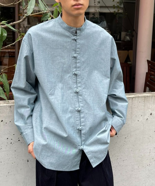 CIAOPANIC(チャオパニック)の「【ZOZO限定】ダンガリーチャイナオーバーサイズシャツ(シャツ/ブラウス・メンズ・ブルー/グリーン/ダークネイビー・XS/S/M/L/XL)」の8枚目の写真