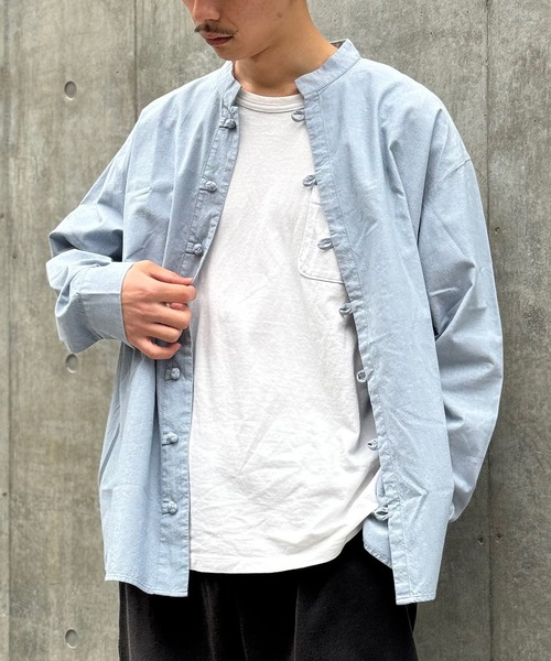 CIAOPANIC(チャオパニック)の「【ZOZO限定】ダンガリーチャイナオーバーサイズシャツ(シャツ/ブラウス・メンズ・ブルー/グリーン/ダークネイビー・XS/S/M/L/XL)」の12枚目の写真