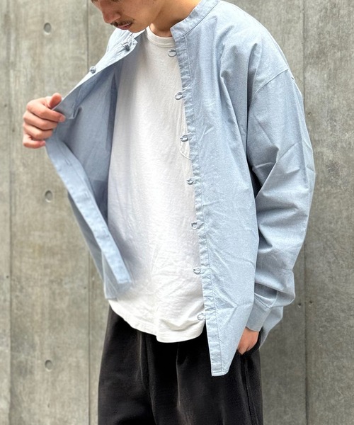 CIAOPANIC(チャオパニック)の「【ZOZO限定】ダンガリーチャイナオーバーサイズシャツ(シャツ/ブラウス・メンズ・ブルー/グリーン/ダークネイビー・XS/S/M/L/XL)」の13枚目の写真