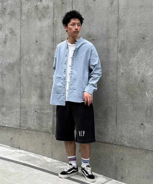 CIAOPANIC(チャオパニック)の「【ZOZO限定】ダンガリーチャイナオーバーサイズシャツ(シャツ/ブラウス・メンズ・ブルー/グリーン/ダークネイビー・XS/S/M/L/XL)」の15枚目の写真