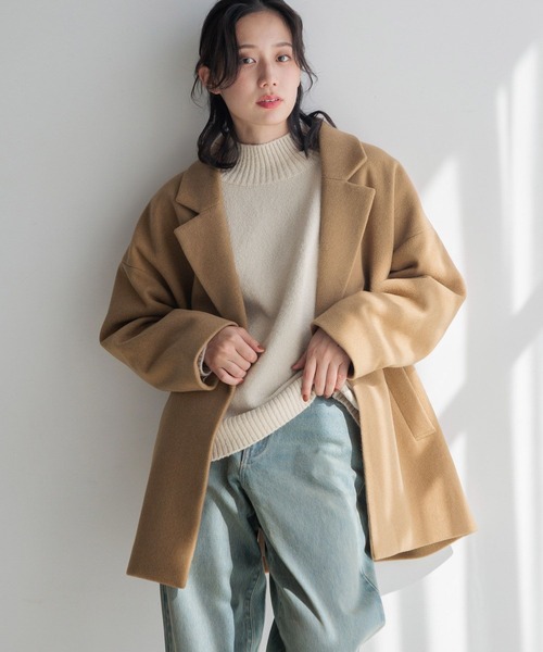 LOWRYS FARM(ローリーズファーム)の「ダブルフェイスユルジャケット 116453(チェスターコート・レディース・アイボリー/チャコールグレー/ベージュ/ブラウン・FREE)」の14枚目の写真