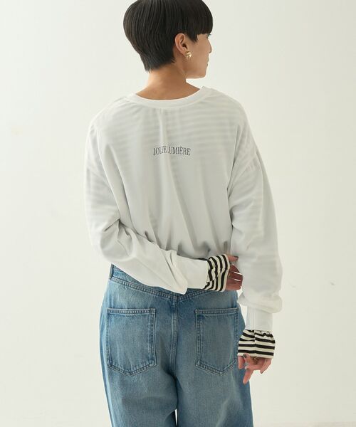 AMERICAN HOLIC(アメリカンホリック)の「2WAYジョーゼットロゴプルオーバー(Tシャツ/カットソー・レディース・オフホワイト/チャコールグレー・M/L)」の8枚目の写真