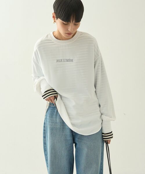 AMERICAN HOLIC(アメリカンホリック)の「2WAYジョーゼットロゴプルオーバー(Tシャツ/カットソー・レディース・オフホワイト/チャコールグレー・M/L)」の10枚目の写真