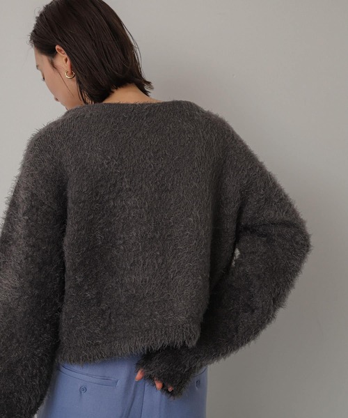 SENSE OF PLACE by URBAN RESEARCH（センスオブプレイスバイアーバンリサーチ）の「クロップドシャギーセーター（ニット/セーター・レディース・ブラック/レッド/ベージュ/グレー・ONE）」の8枚目の写真
