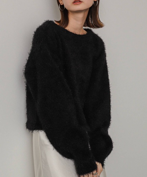 SENSE OF PLACE by URBAN RESEARCH（センスオブプレイスバイアーバンリサーチ）の「クロップドシャギーセーター（ニット/セーター・レディース・ブラック/レッド/ベージュ/グレー・ONE）」の12枚目の写真