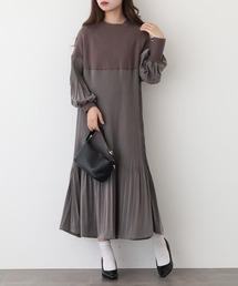 A.N.L | A.N.L プリーツ切替ニットワンピース(ワンピース)