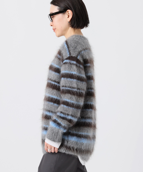 AP STUDIO（エーピーストゥディオ）の「キッドモヘアミックスボーダープルオーバー（ニット/セーター・レディース・チャコールグレー・FREE）」の2枚目の写真