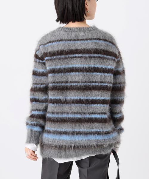 AP STUDIO（エーピーストゥディオ）の「キッドモヘアミックスボーダープルオーバー（ニット/セーター・レディース・チャコールグレー・FREE）」の3枚目の写真