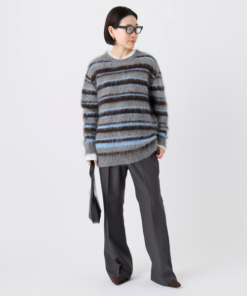 AP STUDIO（エーピーストゥディオ）の「キッドモヘアミックスボーダープルオーバー（ニット/セーター・レディース・チャコールグレー・FREE）」の4枚目の写真