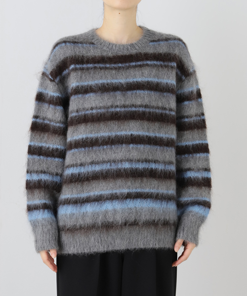 AP STUDIO（エーピーストゥディオ）の「キッドモヘアミックスボーダープルオーバー（ニット/セーター・レディース・チャコールグレー・FREE）」の10枚目の写真