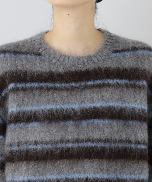 AP STUDIO（エーピーストゥディオ）の「キッドモヘアミックスボーダープルオーバー（ニット/セーター・レディース・チャコールグレー・FREE）」の13枚目の写真