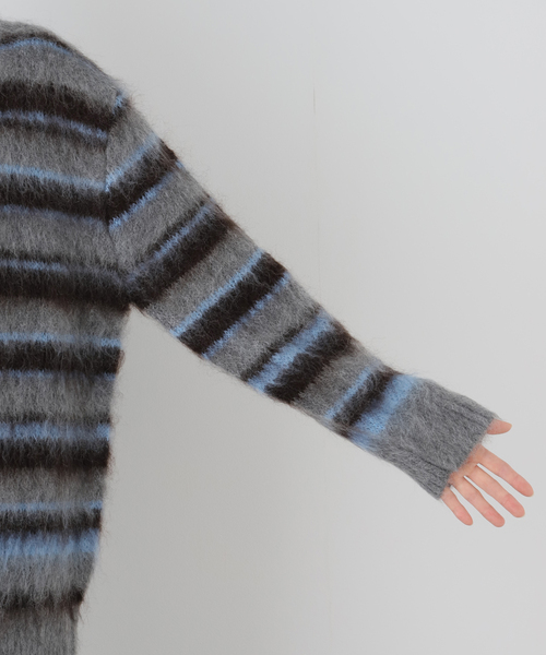 AP STUDIO（エーピーストゥディオ）の「キッドモヘアミックスボーダープルオーバー（ニット/セーター・レディース・チャコールグレー・FREE）」の15枚目の写真