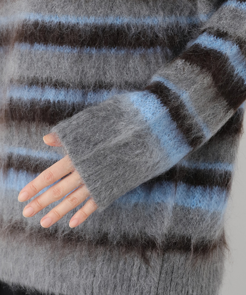 AP STUDIO（エーピーストゥディオ）の「キッドモヘアミックスボーダープルオーバー（ニット/セーター・レディース・チャコールグレー・FREE）」の16枚目の写真