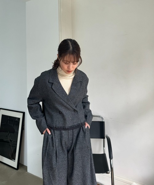 I_am（アイアム）の「smooth high neck rib tops / スムースハイネックリブトップス（ニット/セーター・レディース・ブラック/アイボリー/ホワイト×ブラック・FREE）」の5枚目の写真