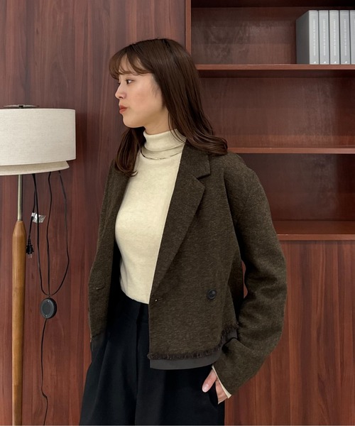 I_am（アイアム）の「smooth high neck rib tops / スムースハイネックリブトップス（ニット/セーター・レディース・ブラック/アイボリー/ホワイト×ブラック・FREE）」の4枚目の写真