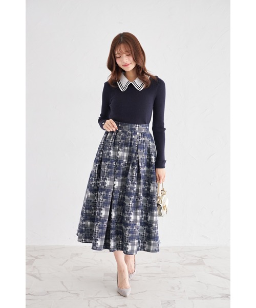 ZOZO限定】2WAYラインレース襟付きリブニット長袖トップス