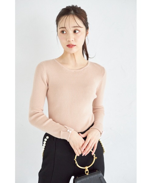 tocco closet(トッコ クローゼット)の「【ZOZO限定】2WAYラインレース襟付きリブニット長袖トップス(ニット/セーター・レディース・ボルドー/ベージュ/アイボリー/ブラック/ネイビー/チャコールグレー/ピンクベージュ/モカ・M)」の16枚目の写真