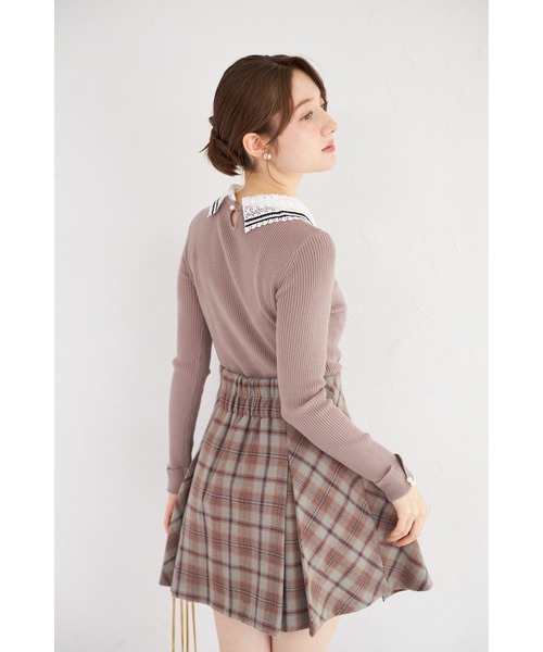 tocco closet(トッコ クローゼット)の「【ZOZO限定】2WAYラインレース襟付きリブニット長袖トップス(ニット/セーター・レディース・ボルドー/ベージュ/アイボリー/ブラック/ネイビー/チャコールグレー/ピンクベージュ/モカ・M)」の17枚目の写真