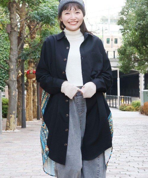 チチカカ（チチカカ）の「ファブリックプリントドッキングワンピース（ワンピース・レディース・ブラック/カーキ/ライトベージュ・FREE）」の5枚目の写真