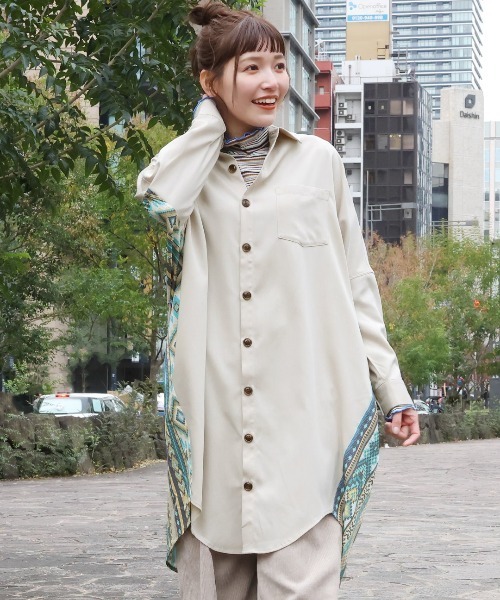 チチカカ（チチカカ）の「ファブリックプリントドッキングワンピース（ワンピース・レディース・ブラック/カーキ/ライトベージュ・FREE）」の7枚目の写真