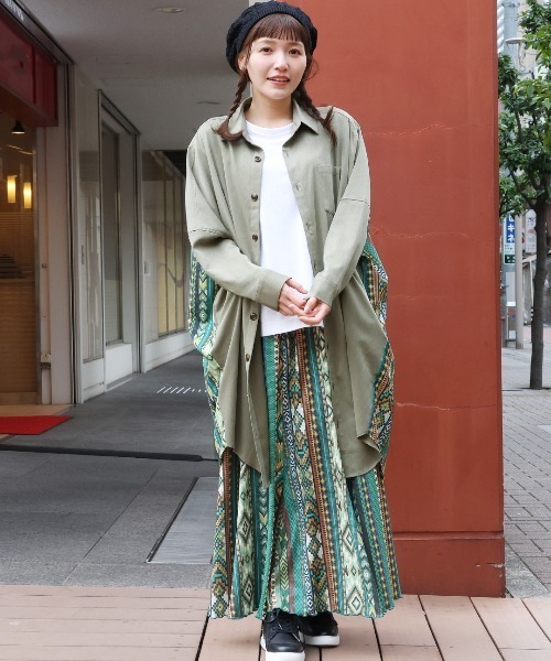 チチカカ（チチカカ）の「ファブリックプリントドッキングワンピース（ワンピース・レディース・ブラック/カーキ/ライトベージュ・FREE）」の8枚目の写真