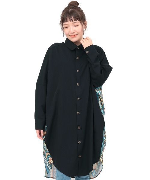 チチカカ（チチカカ）の「ファブリックプリントドッキングワンピース（ワンピース・レディース・ブラック/カーキ/ライトベージュ・FREE）」の10枚目の写真