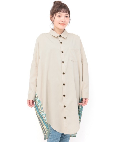 チチカカ（チチカカ）の「ファブリックプリントドッキングワンピース（ワンピース・レディース・ブラック/カーキ/ライトベージュ・FREE）」の11枚目の写真