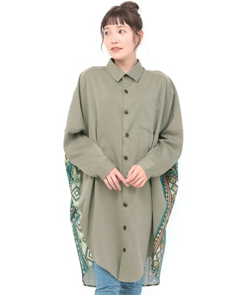 チチカカ（チチカカ）の「ファブリックプリントドッキングワンピース（ワンピース・レディース・ブラック/カーキ/ライトベージュ・FREE）」の12枚目の写真