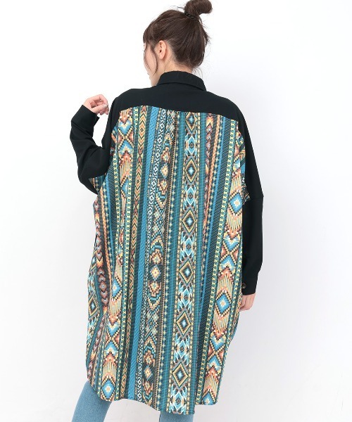 チチカカ（チチカカ）の「ファブリックプリントドッキングワンピース（ワンピース・レディース・ブラック/カーキ/ライトベージュ・FREE）」の14枚目の写真