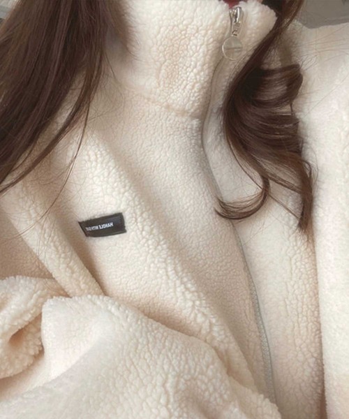 SPIGA（スピーガ）の「モコモコボアジップアップスタンドブルゾン（ブルゾン・レディース・ピンク/アイボリー・FREE）」の5枚目の写真