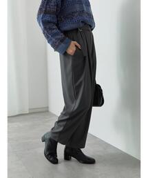 Samansa Mos2 blue | ウエストベルトカーブパンツ(その他パンツ)