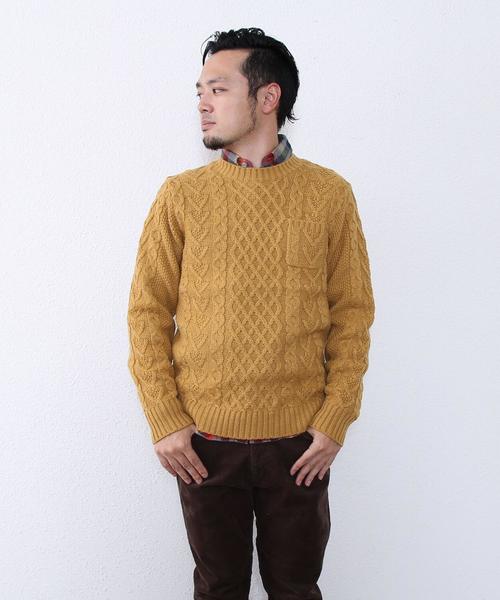 coen(コーエン)の「アランケーブルニットプルオーバー(ニット/セーター・メンズ・グレー/ダークグレー/ネイビー/マスタード・SMALL/MEDIUM/X-LARGE/LARGE)」の10枚目の写真