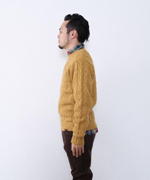coen(コーエン)の「アランケーブルニットプルオーバー(ニット/セーター・メンズ・グレー/ダークグレー/ネイビー/マスタード・SMALL/MEDIUM/X-LARGE/LARGE)」の11枚目の写真