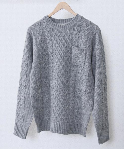 coen(コーエン)の「アランケーブルニットプルオーバー(ニット/セーター・メンズ・グレー/ダークグレー/ネイビー/マスタード・SMALL/MEDIUM/X-LARGE/LARGE)」の16枚目の写真