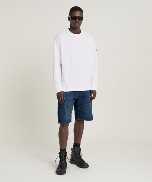 G-STAR（ジースター）の「SLEEVE PATCH T-SHIRT/オーバーサイズスリーブパッチブランドロゴロングスリーブT（Tシャツ/カットソー・メンズ・ダークブラック/ホワイト・SMALL/MEDIUM/LARGE）」の9枚目の写真