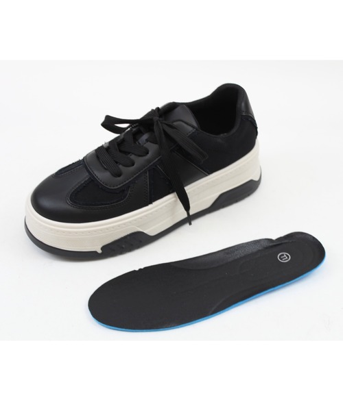 VIVIAN（ヴィヴィアン）の「厚底Tトゥデザインコンビカラーレースアップスニーカー（スニーカー・レディース・ベージュ/ブラック/シルバー・S/M/L/LL）」の22枚目の写真