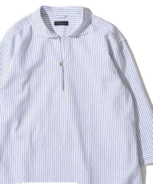 TETE HOMME（テットオム）の「【WEB限定】パナマ織り7分袖カプリシャツ / スキッパーシャツ（シャツ/ブラウス・メンズ・ベージュ/ピンク/ブラック/ホワイト系1/ネイビー系1/ホワイト/ネイビー/ミント・LARGE/X-LARGE/MEDIUM）」の2枚目の写真