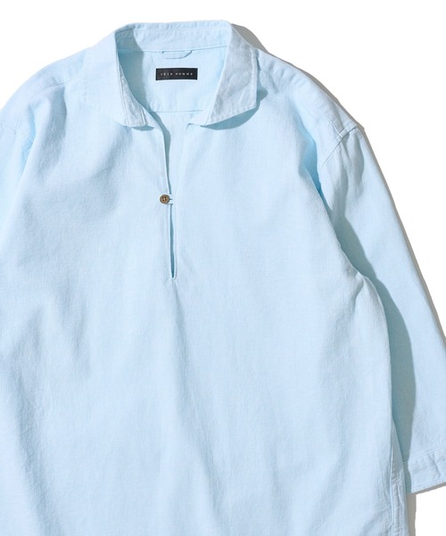 TETE HOMME（テットオム）の「【WEB限定】パナマ織り7分袖カプリシャツ / スキッパーシャツ（シャツ/ブラウス・メンズ・ベージュ/ピンク/ブラック/ホワイト系1/ネイビー系1/ホワイト/ネイビー/ミント・LARGE/X-LARGE/MEDIUM）」の5枚目の写真