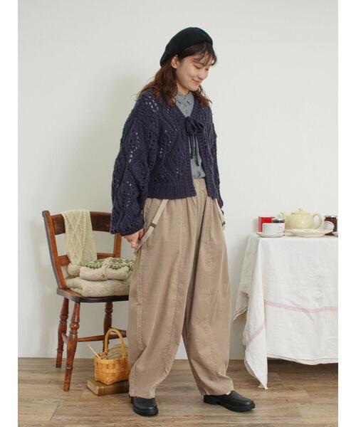 Samansa Mos2（サマンサ モスモス）の「柄編み透かし前後2WAYリボンニット（カーディガン/ボレロ・レディース・ネイビー/キナリ/モカ・F）」の13枚目の写真