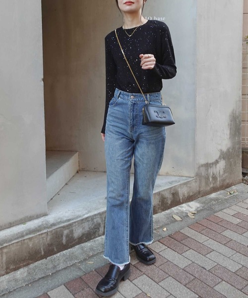 CORNERS(コーナーズ)の「グリッターラメシアートップス(Tシャツ/カットソー・レディース・ブラック/ブラウン/アイボリー/カーキ/レッド・M)」の15枚目の写真